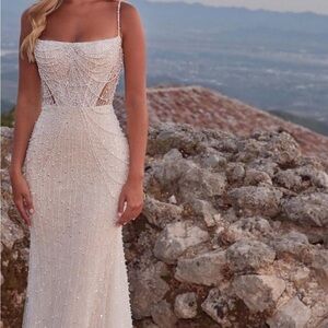 Elegant White Beaded Wedding Gown